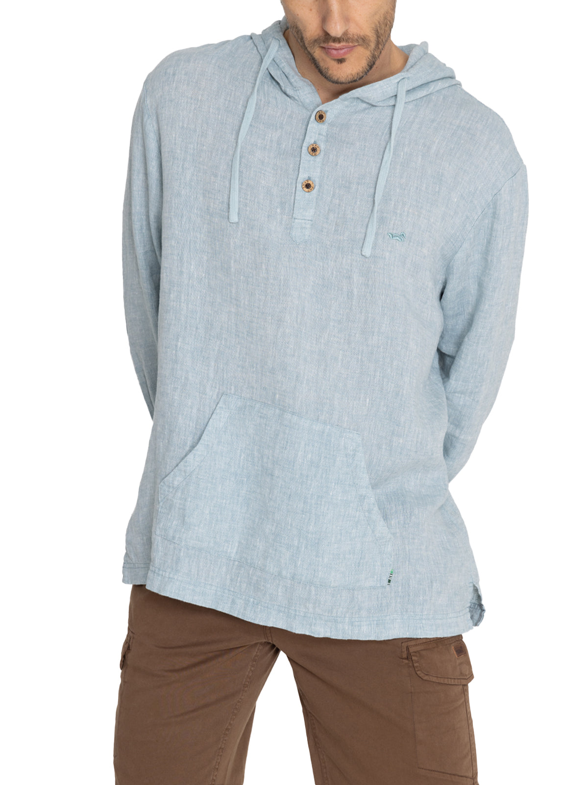 Polerón Lino Orgánico Hombre Linen Verde Rockford