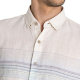 Camisa Lino Orgánico Hombre Linenstripe Beige Rockford