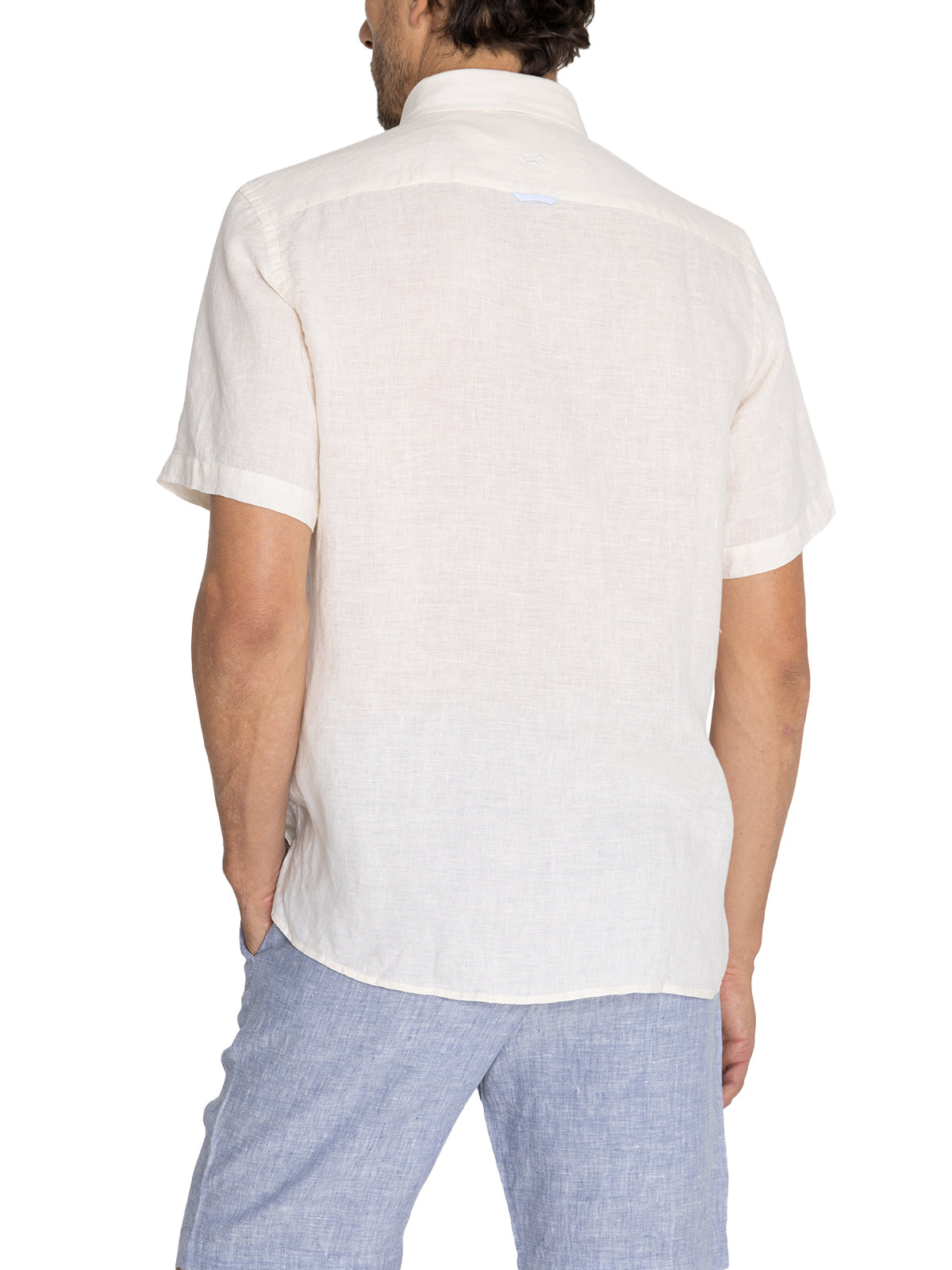 Camisa Lino Orgánico Hombre Linenstripe Beige Rockford