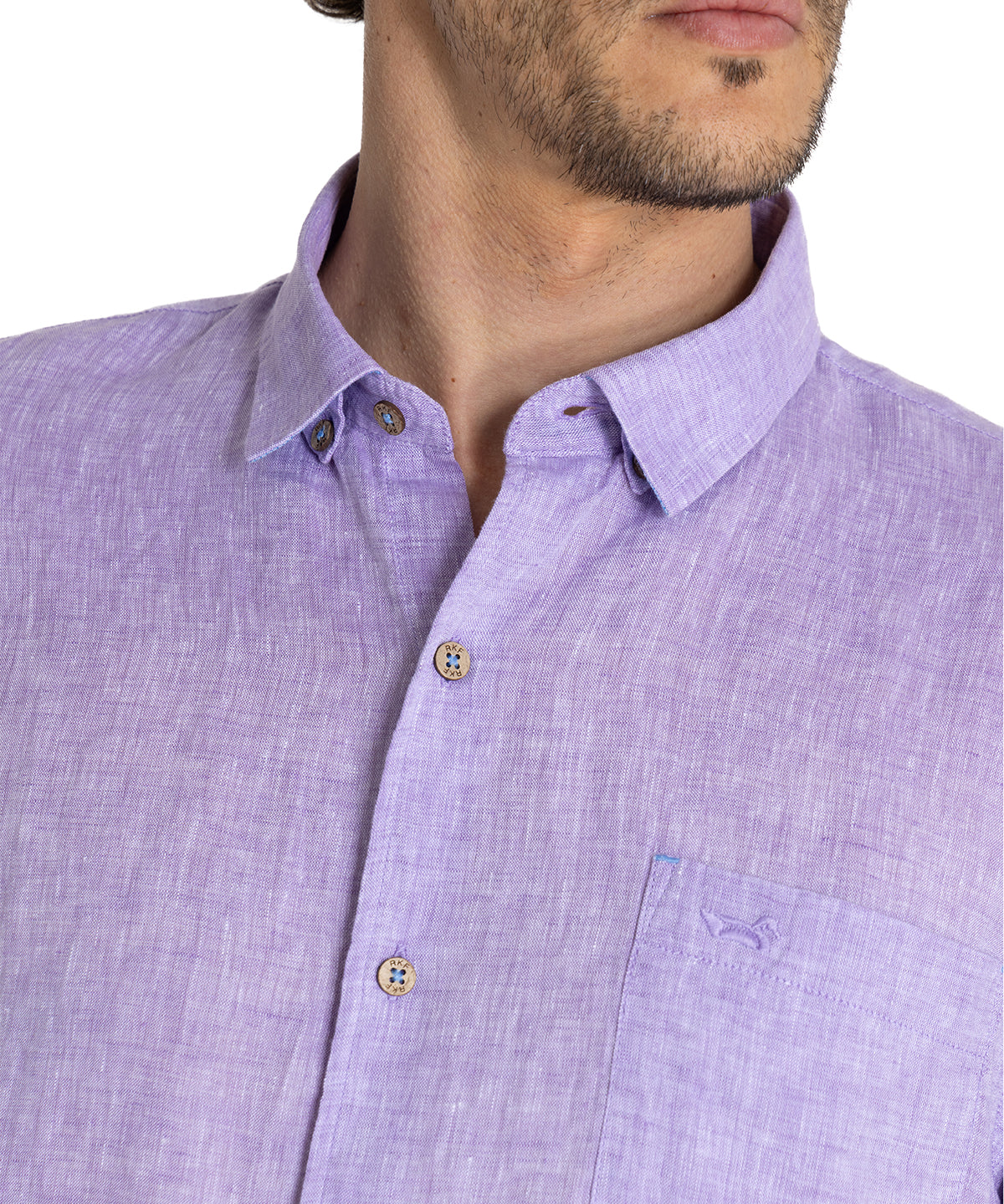 Camisa Lino Orgánico Hombre Linenshort Morado Rockford