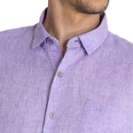 Camisa Lino Orgánico Hombre Linenshort Morado Rockford