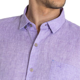 Camisa Lino Orgánico Hombre Linenshort Morado Rockford