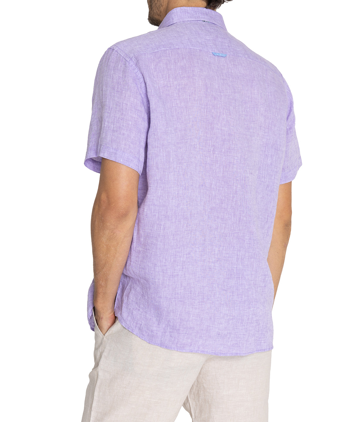 Camisa Lino Orgánico Hombre Linenshort Morado Rockford