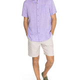 Camisa Lino Orgánico Hombre Linenshort Morado Rockford