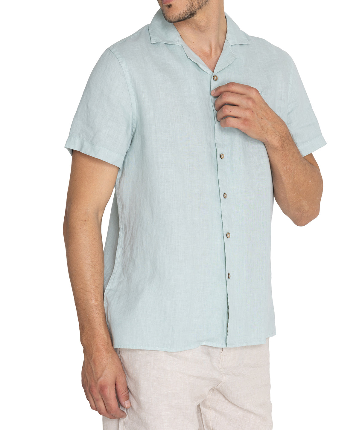 Camisa Lino Orgánico Hombre Braga Verde Rockford