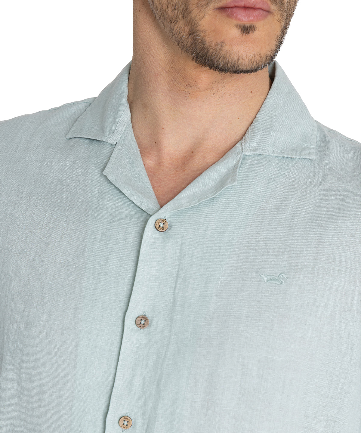 Camisa Lino Orgánico Hombre Braga Verde Rockford