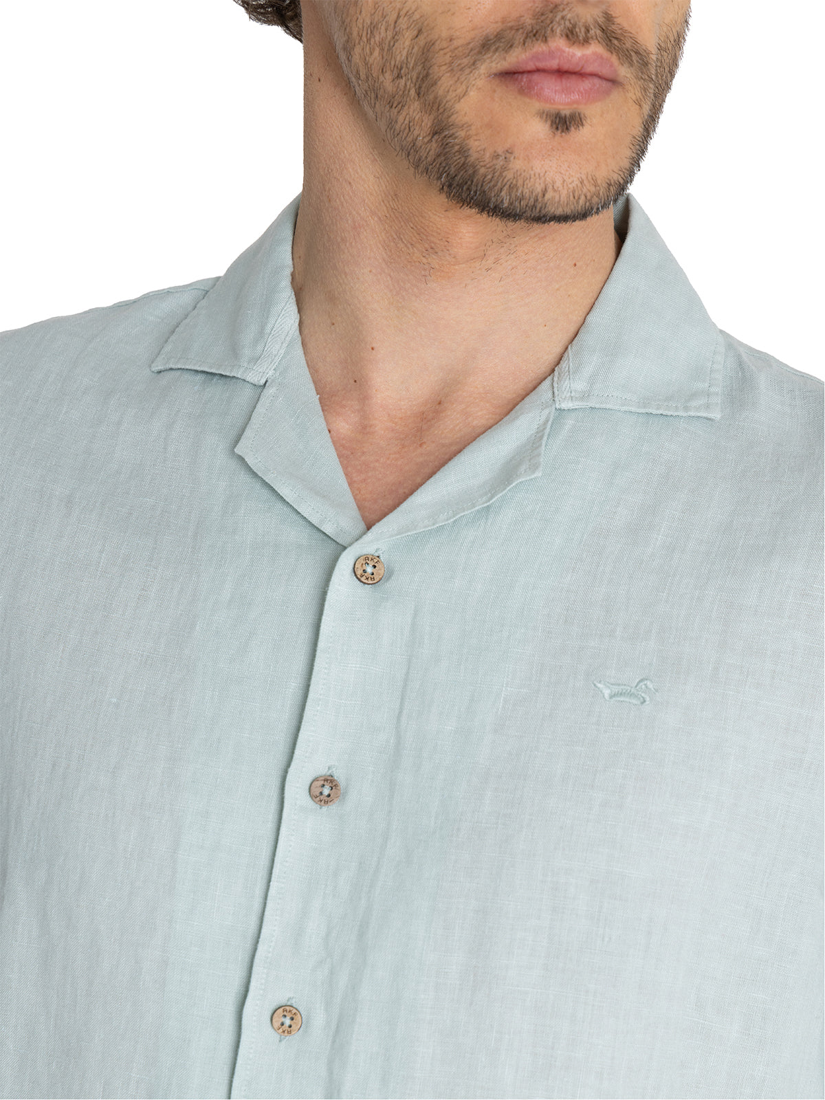 Camisa Lino Orgánico Hombre Braga Verde Rockford