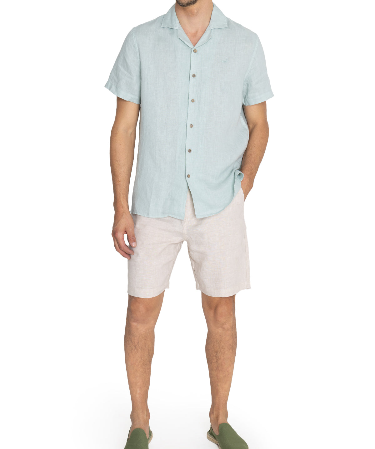 Camisa Lino Orgánico Hombre Braga Verde Rockford