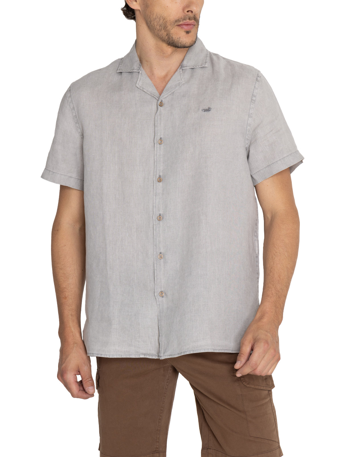 Camisa Lino Orgánico Hombre Braga Gris Rockford