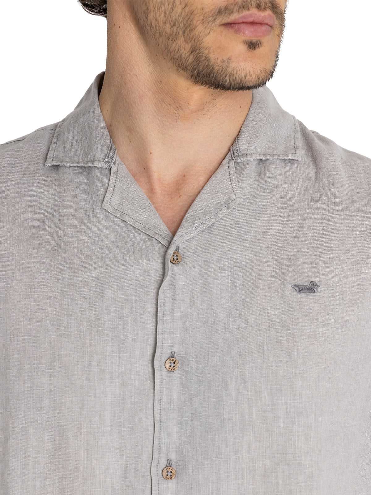 Camisa Lino Orgánico Hombre Braga Gris Rockford