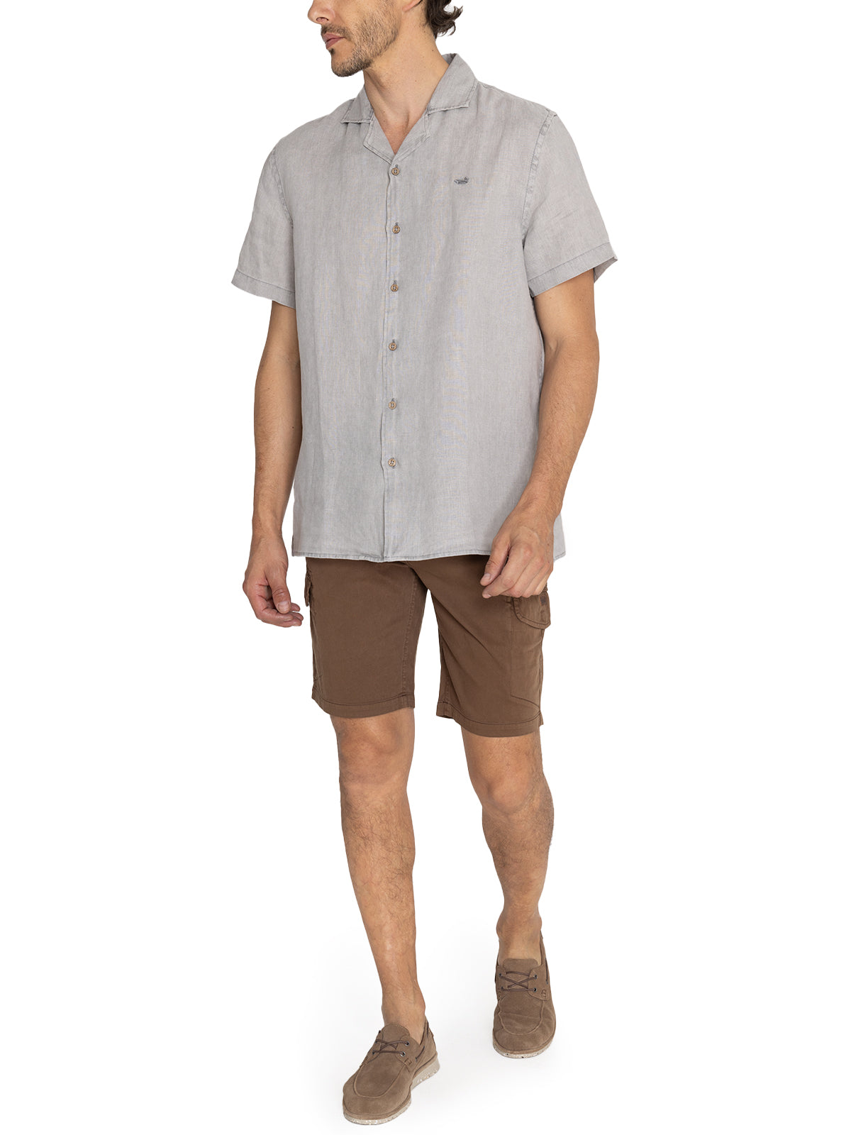 Camisa Lino Orgánico Hombre Braga Gris Rockford