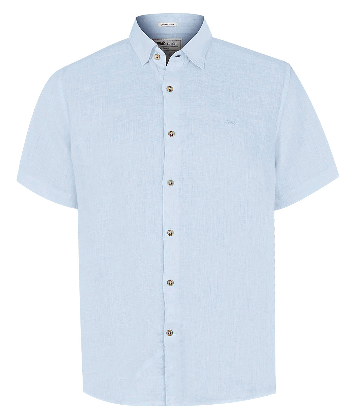 Camisa Lino Orgánico Hombre Linenjer Celeste Rockford