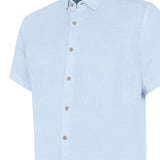 Camisa Lino Orgánico Hombre Linenjer Celeste Rockford