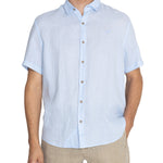 Camisa Lino Orgánico Hombre Linenjer Celeste Rockford