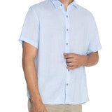 Camisa Lino Orgánico Hombre Linenjer Celeste Rockford