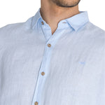 Camisa Lino Orgánico Hombre Linenjer Celeste Rockford