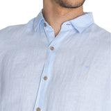 Camisa Lino Orgánico Hombre Linenjer Celeste Rockford