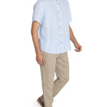 Camisa Lino Orgánico Hombre Linenjer Celeste Rockford