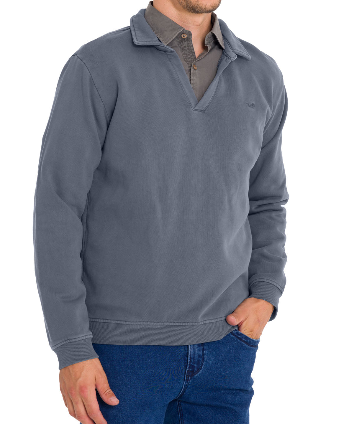 Polerón Algodón Orgánico Hombre Ceuta Azul Rockford