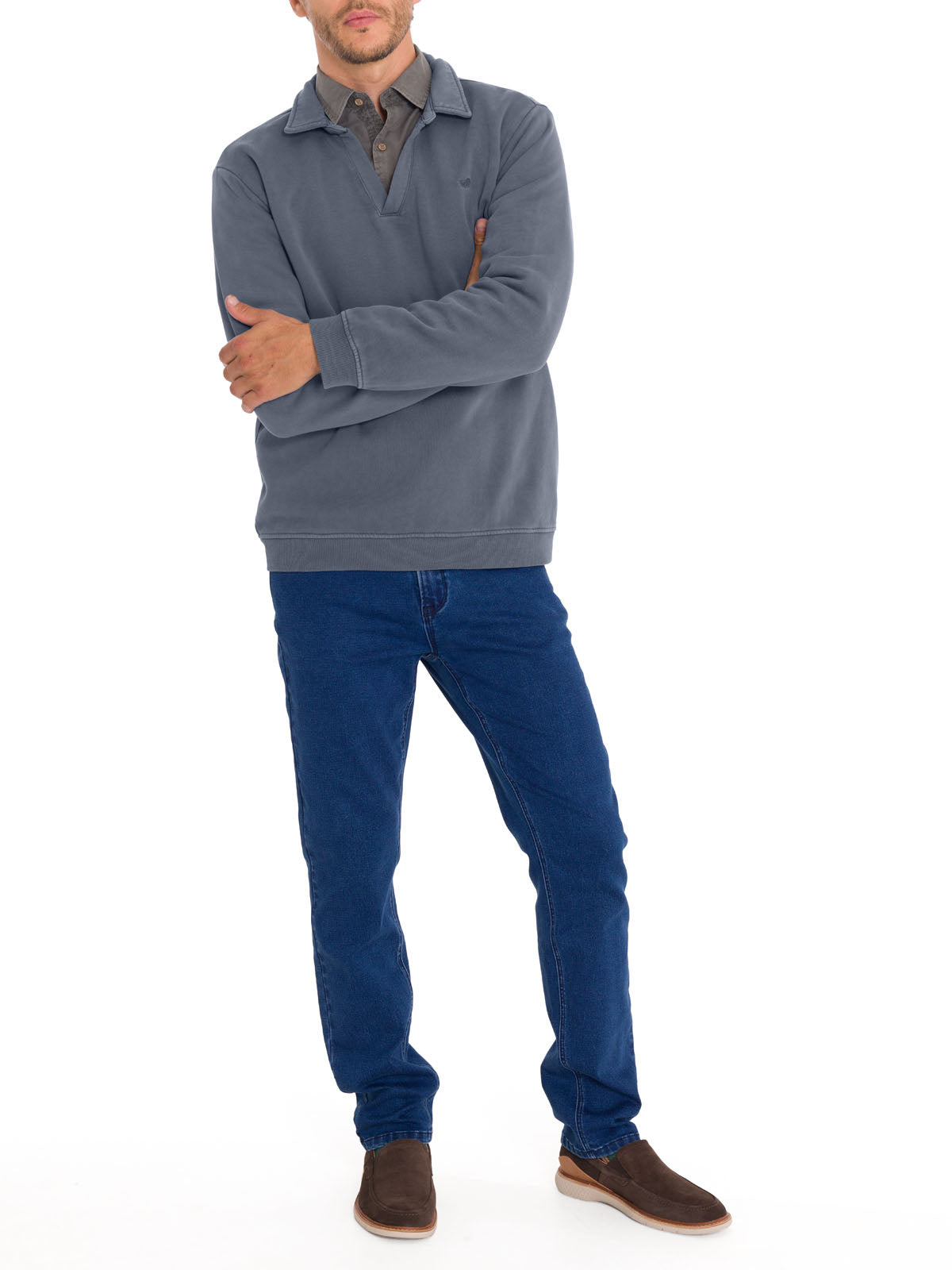 Polerón Algodón Orgánico Hombre Ceuta Azul Rockford