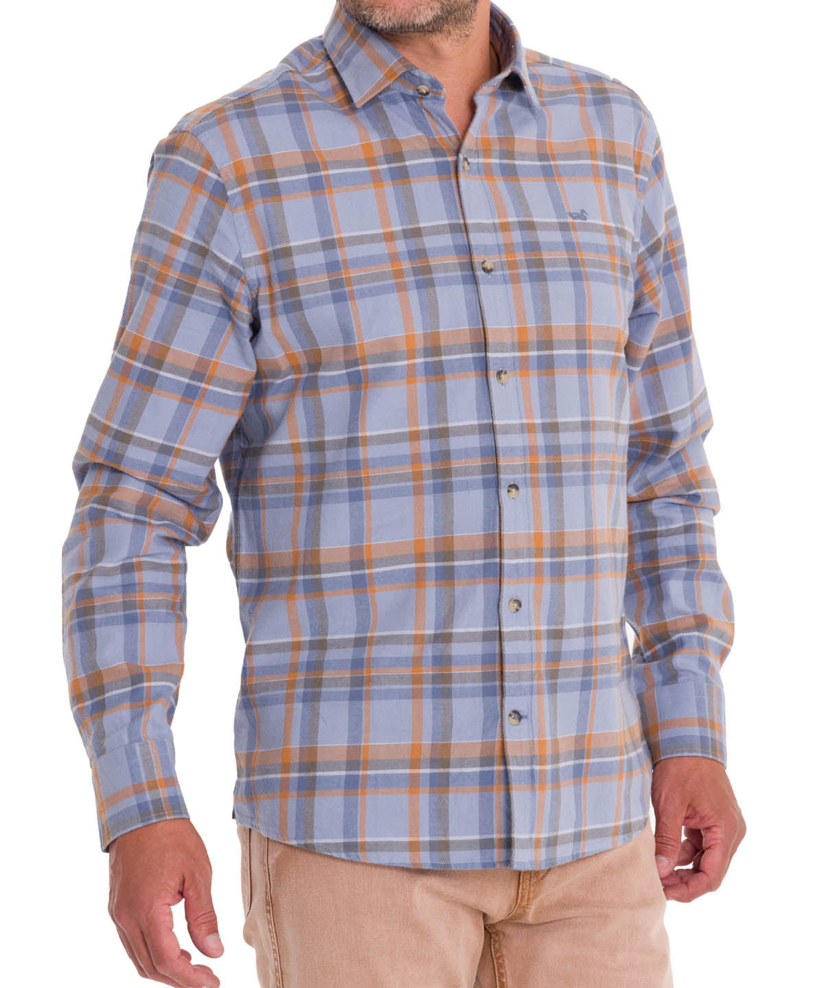 Camisa Algodón Orgánico Hombre Flannel Azul Rockford