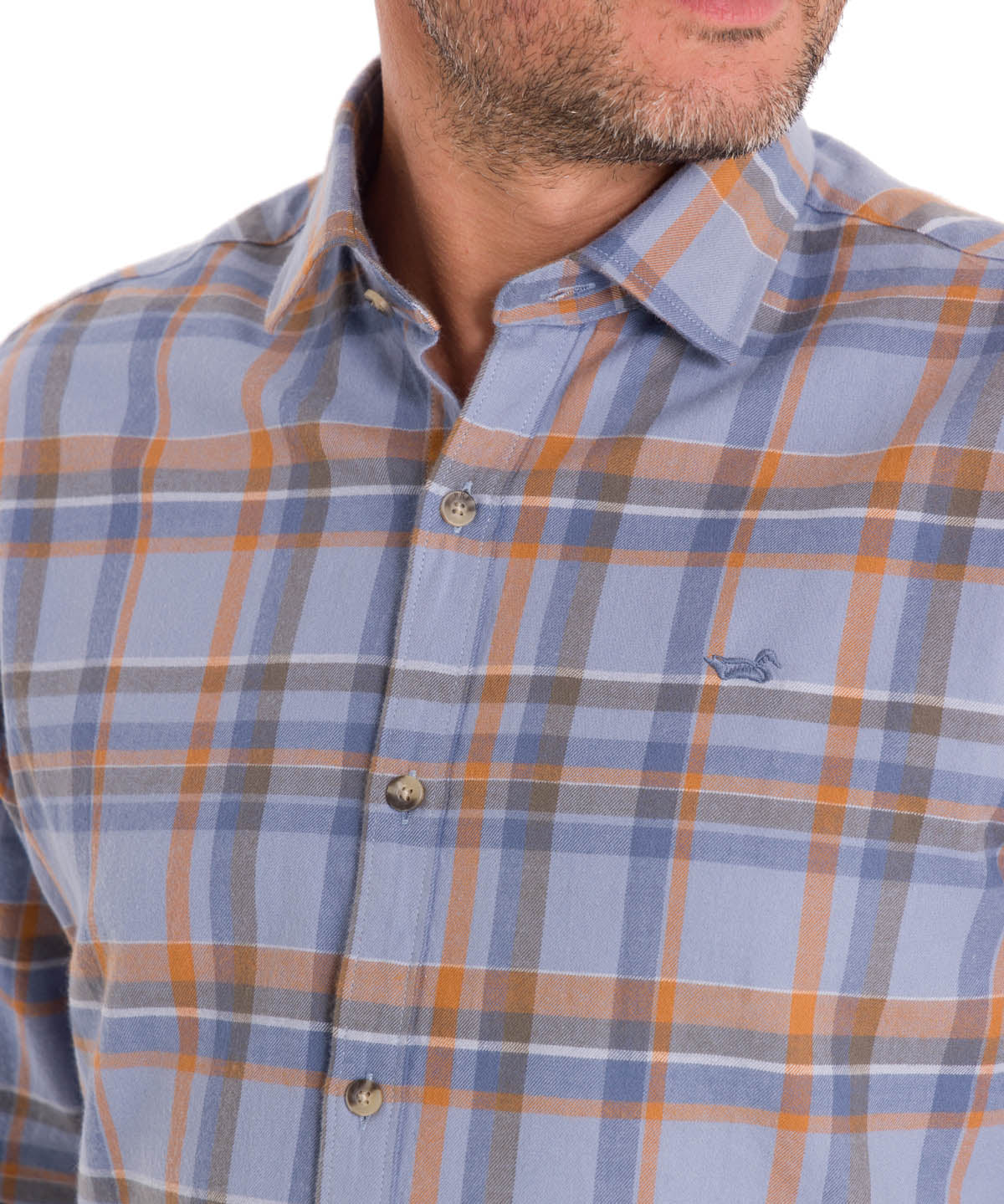 Camisa Algodón Orgánico Hombre Flannel Azul Rockford