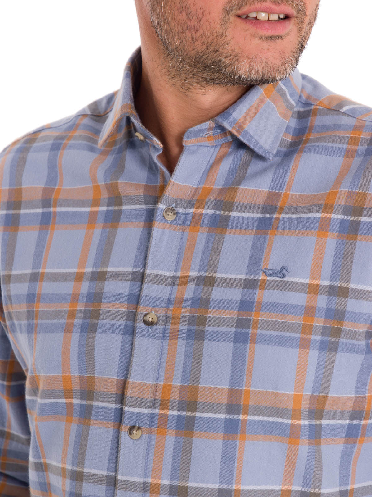 Camisa Algodón Orgánico Hombre Flannel Azul Rockford