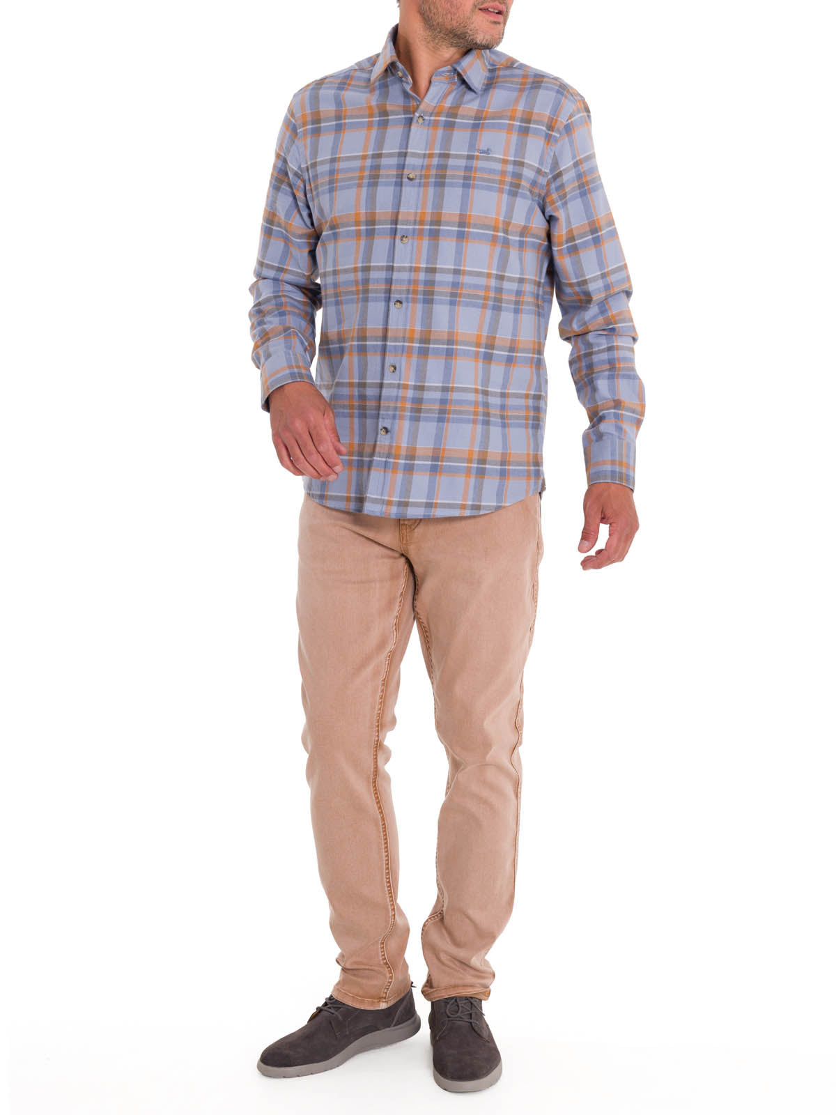 Camisa Algodón Orgánico Hombre Flannel Azul Rockford