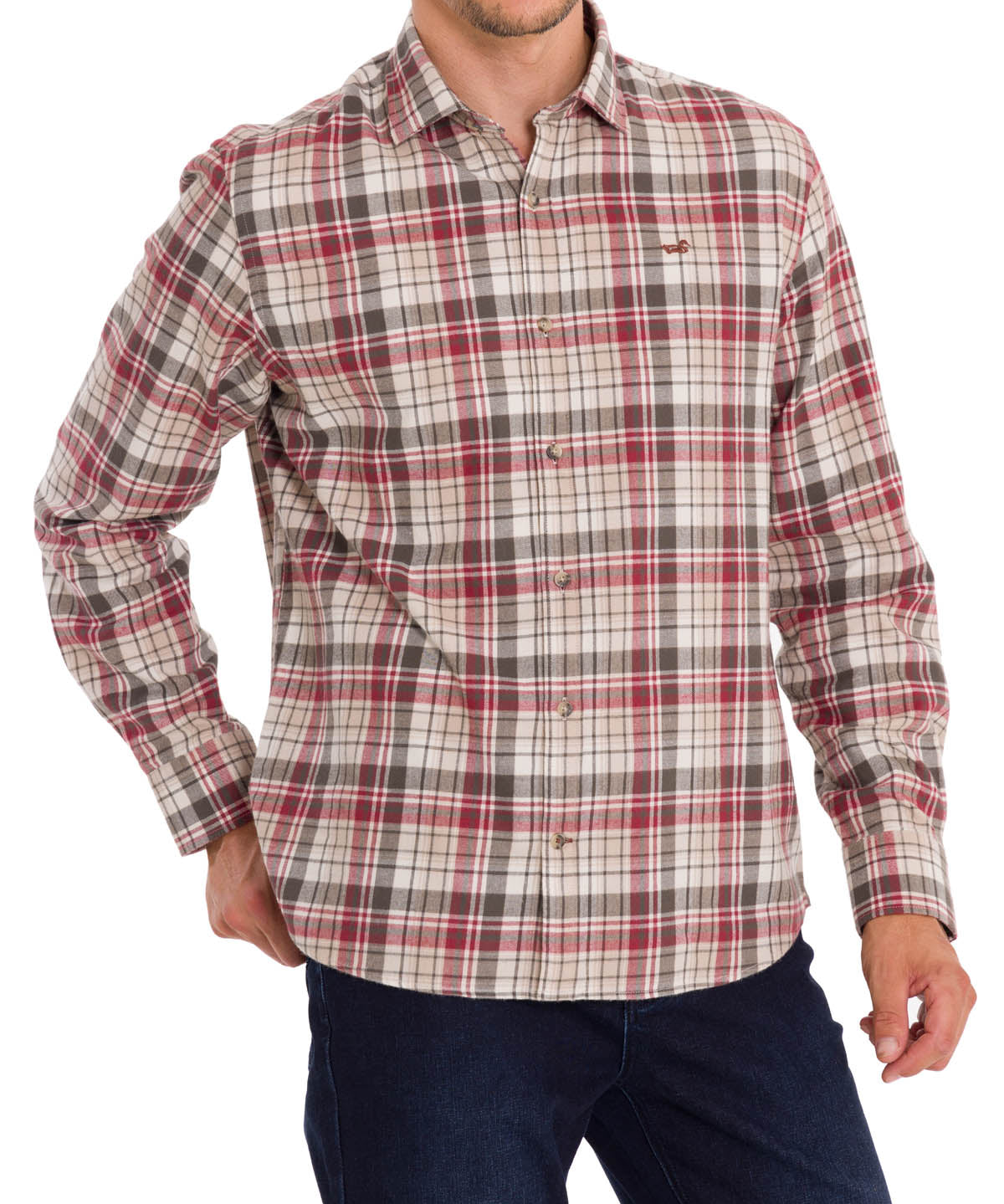 Camisa Algodón Orgánico Hombre Flannel Café Rockford