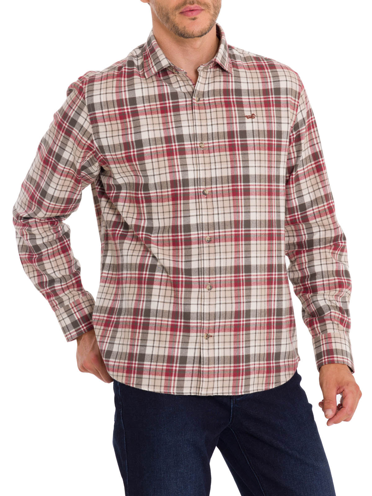 Camisa Algodón Orgánico Hombre Flannel Café Rockford