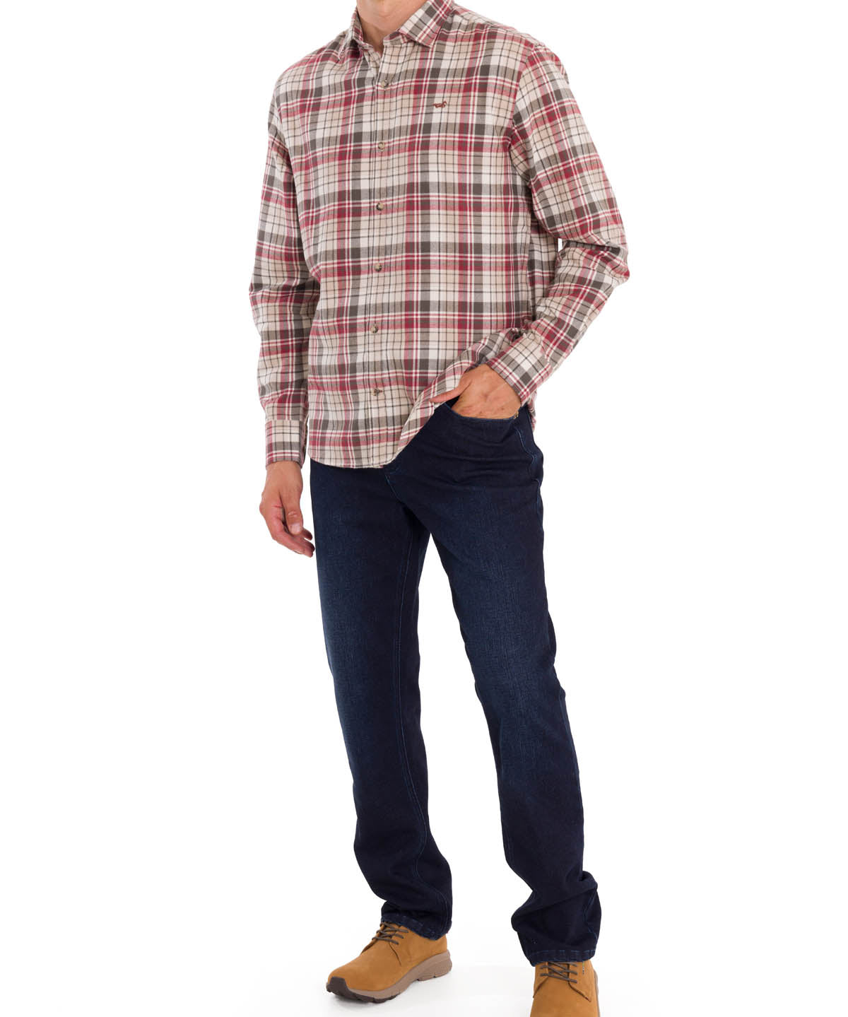 Camisa Algodón Orgánico Hombre Flannel Café Rockford