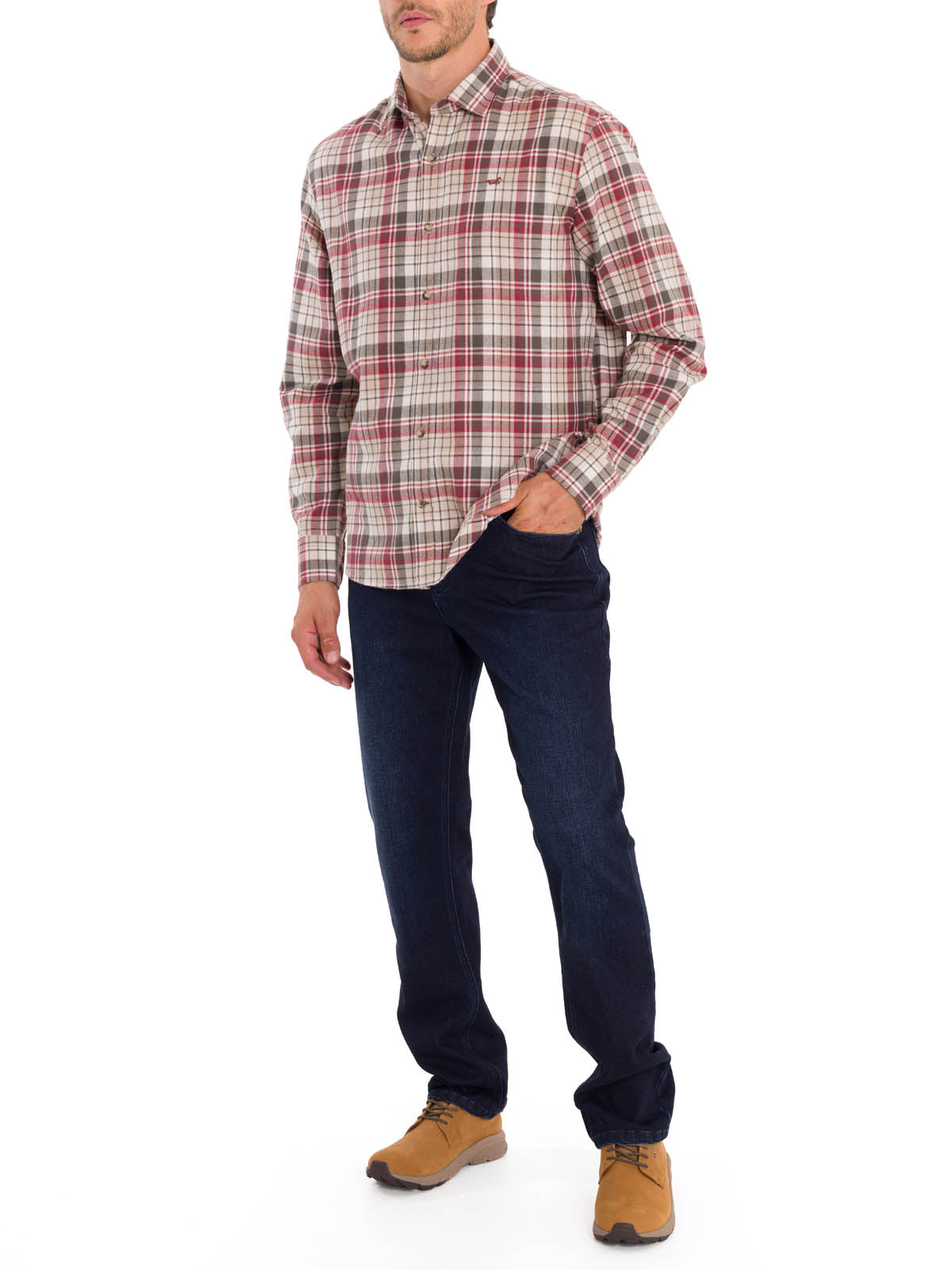 Camisa Algodón Orgánico Hombre Flannel Café Rockford