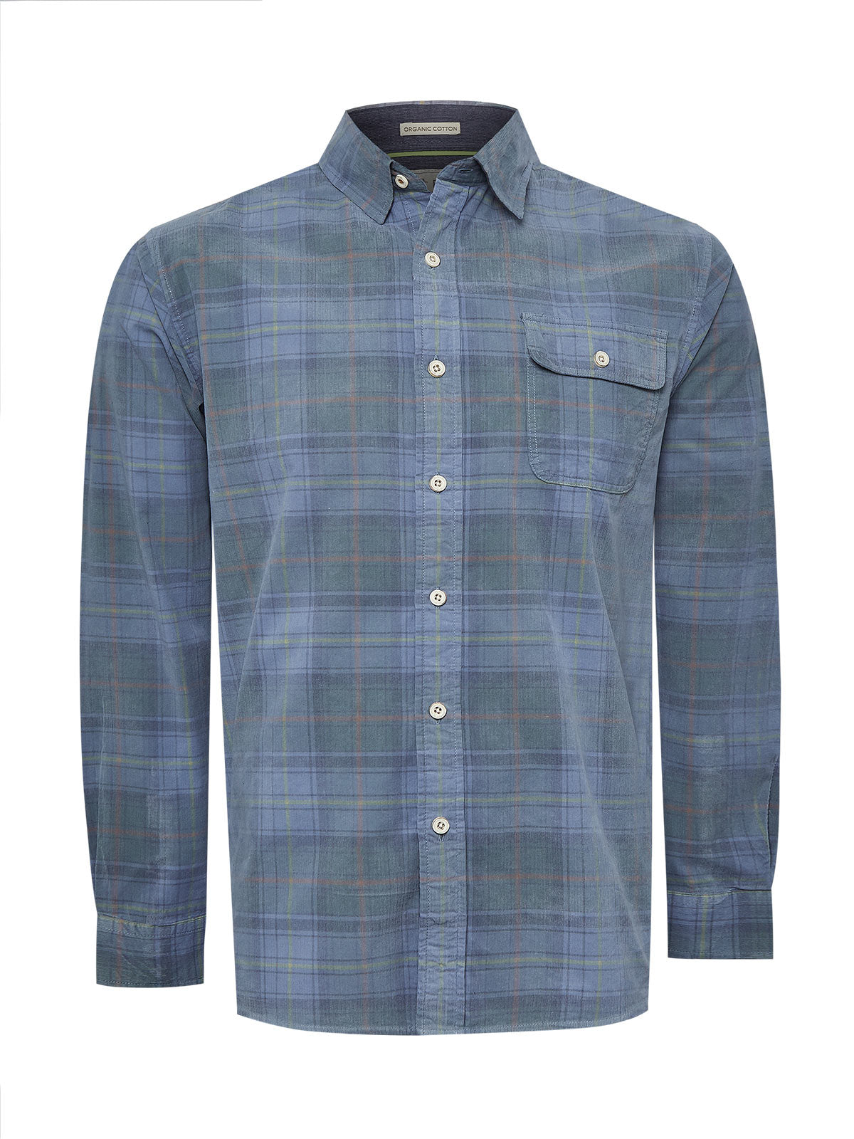 Camisa Algodón Orgánico Hombre Tartancord Azul Rockford