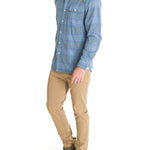 Camisa Algodón Orgánico Hombre Tartancord Azul Rockford