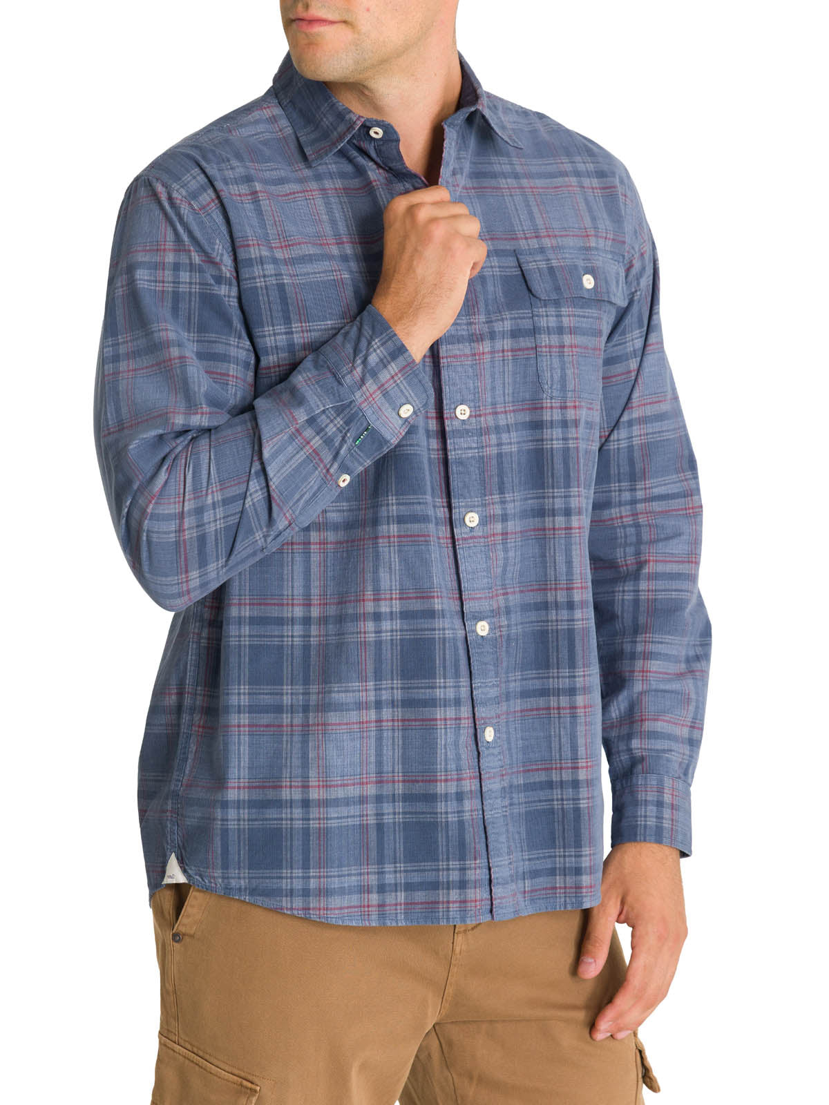 Camisa Algodón Orgánico Hombre Tartancord Verde Rockford