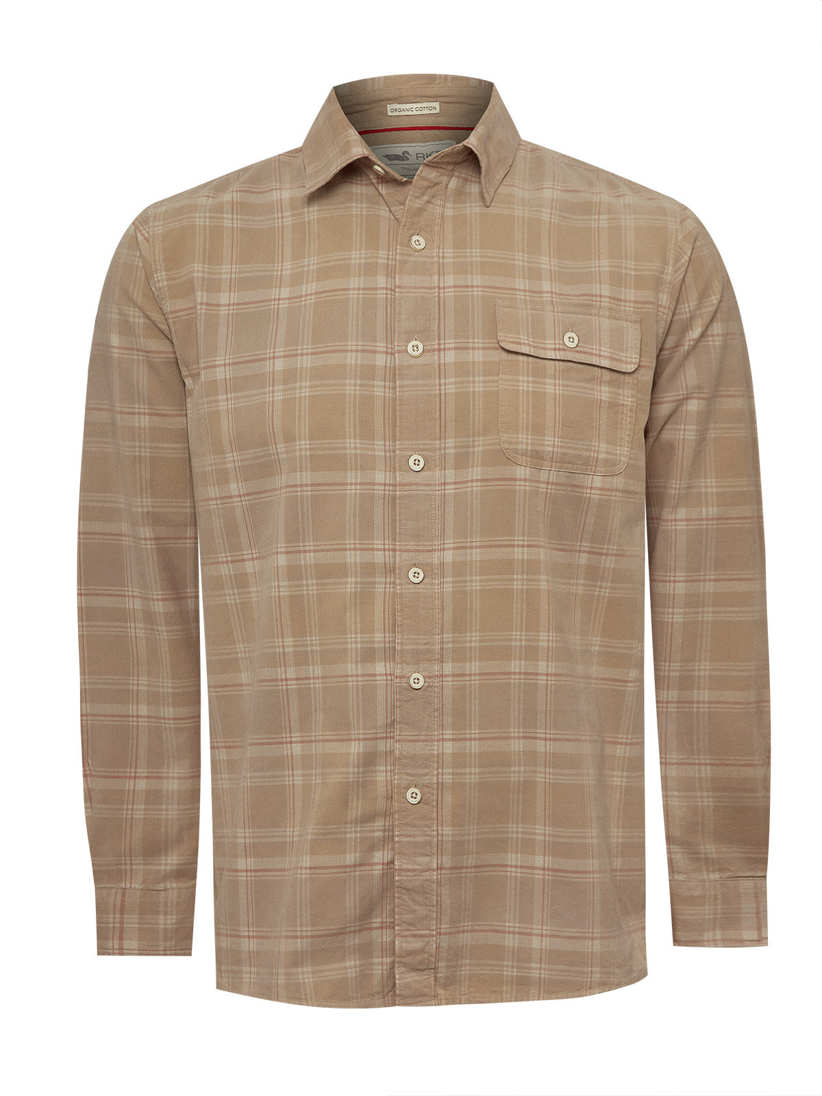 Camisa Algodón Orgánico Hombre Tartancord Beige Rockford