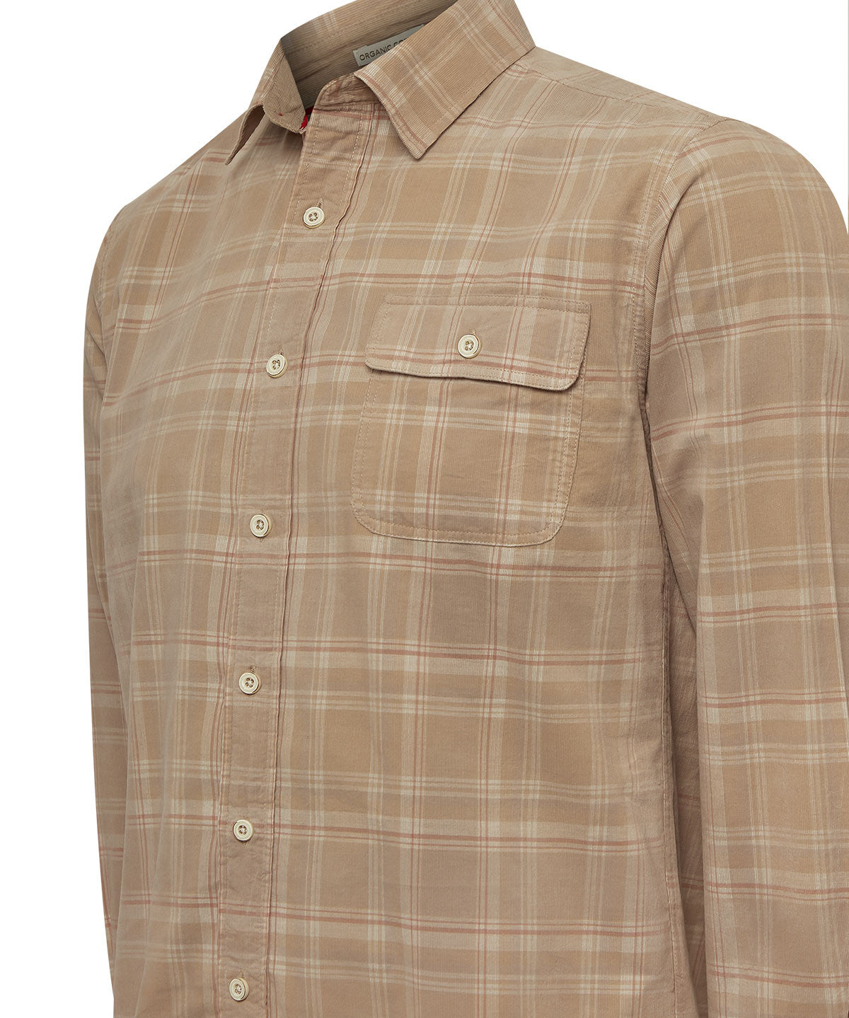 Camisa Algodón Orgánico Hombre Tartancord Beige Rockford
