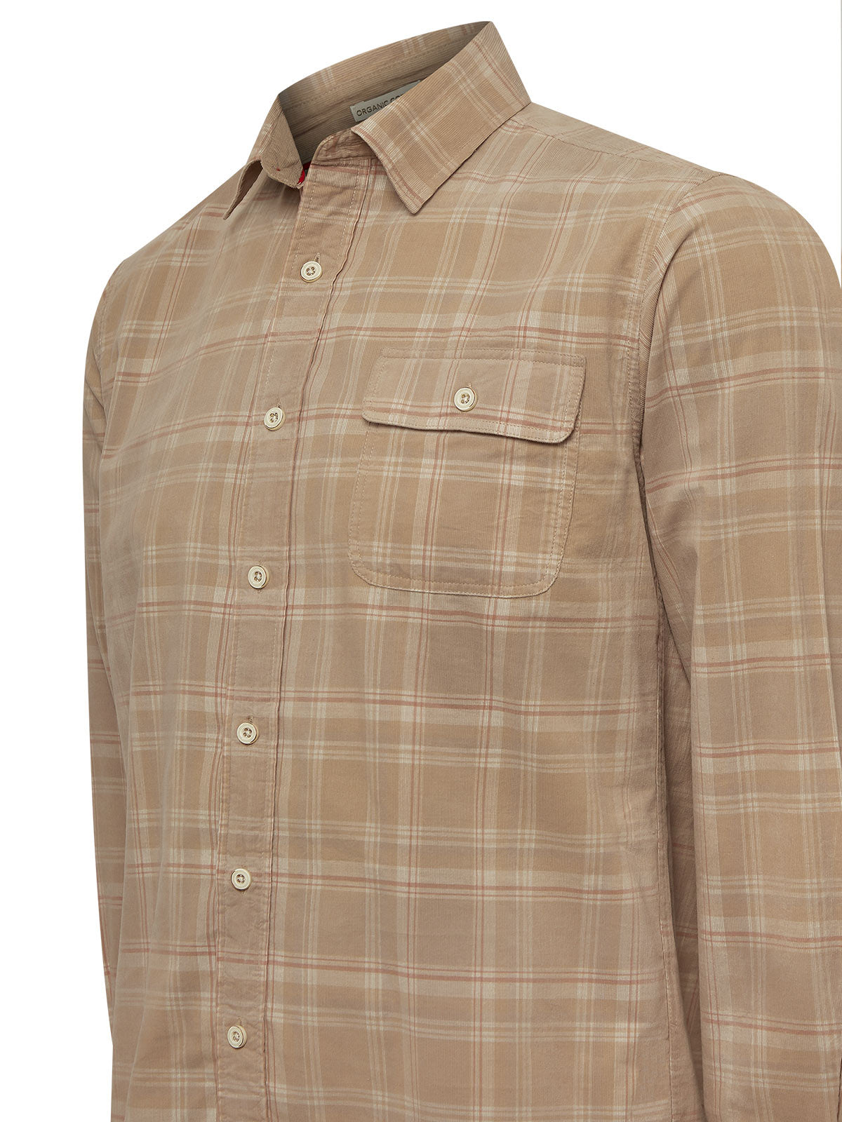 Camisa Algodón Orgánico Hombre Tartancord Beige Rockford