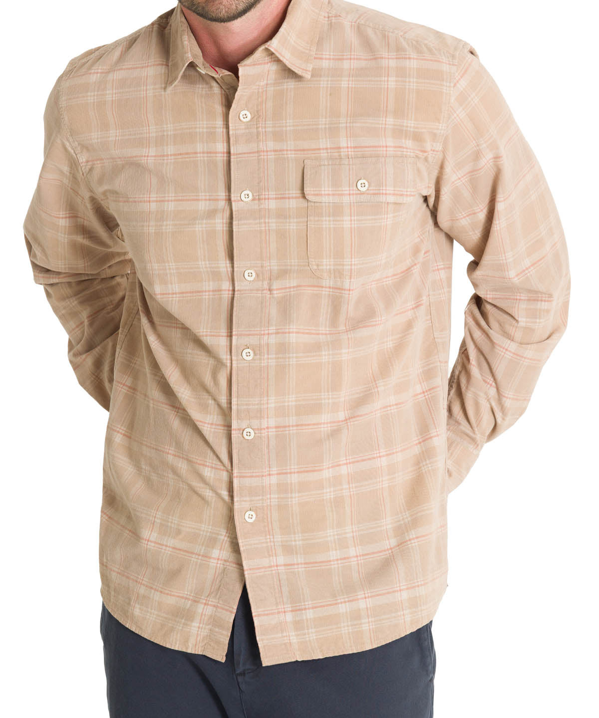 Camisa Algodón Orgánico Hombre Tartancord Beige Rockford