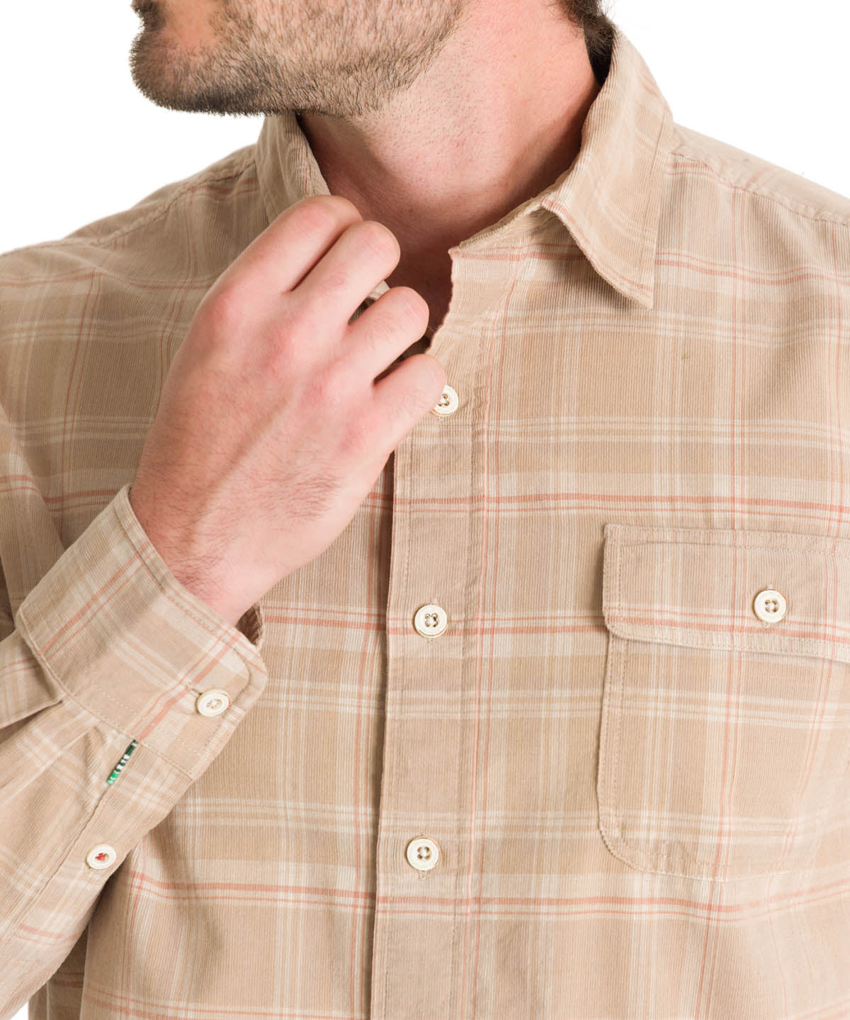 Camisa Algodón Orgánico Hombre Tartancord Beige Rockford