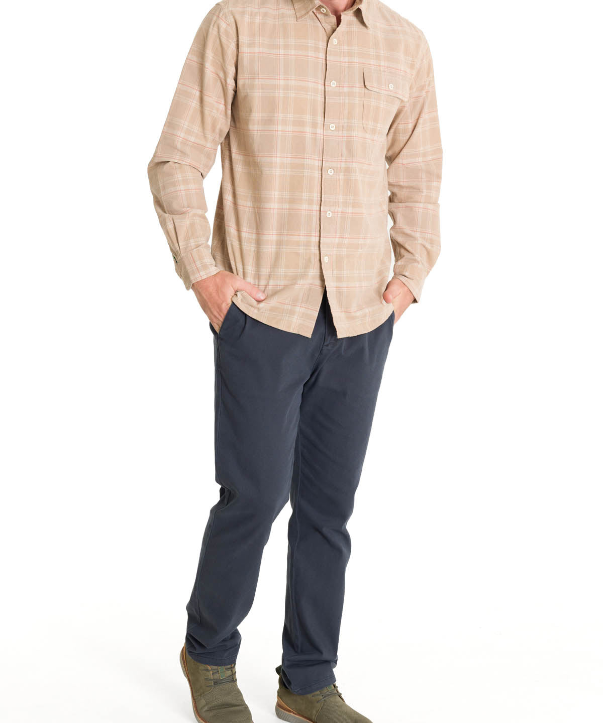 Camisa Algodón Orgánico Hombre Tartancord Beige Rockford