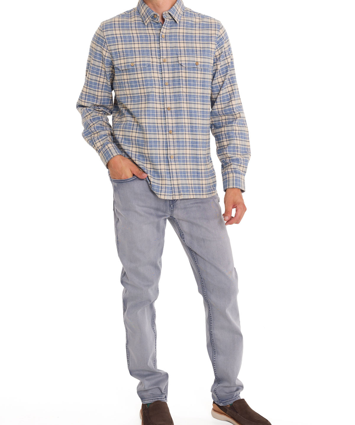 Camisa Algodón Orgánico Hombre Padua Azul Rockford