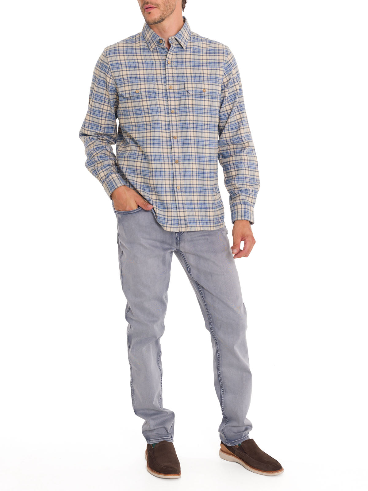 Camisa Algodón Orgánico Hombre Padua Azul Rockford