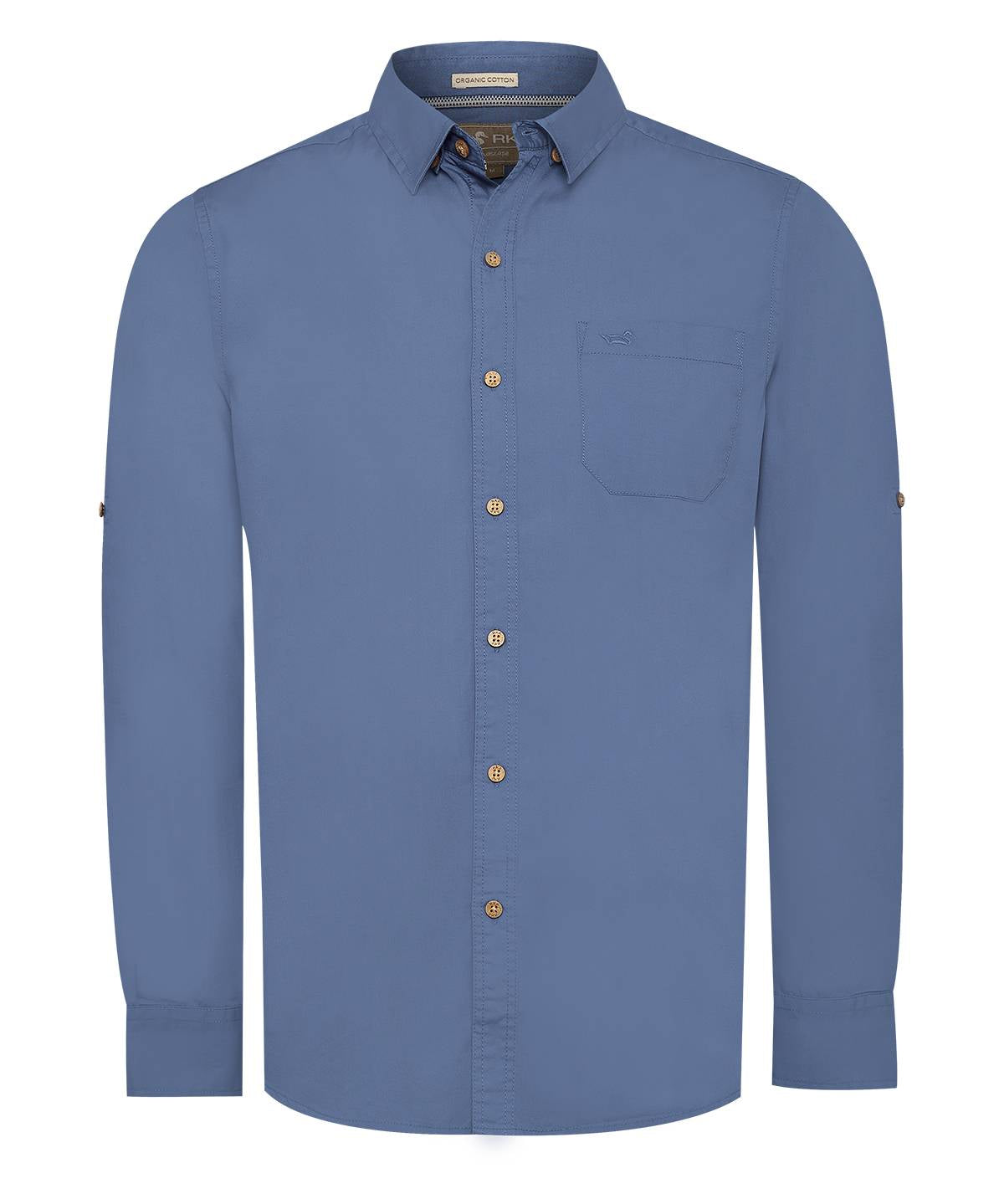 Camisa Algodón Orgánico Hombre Galiton Azul Rockford