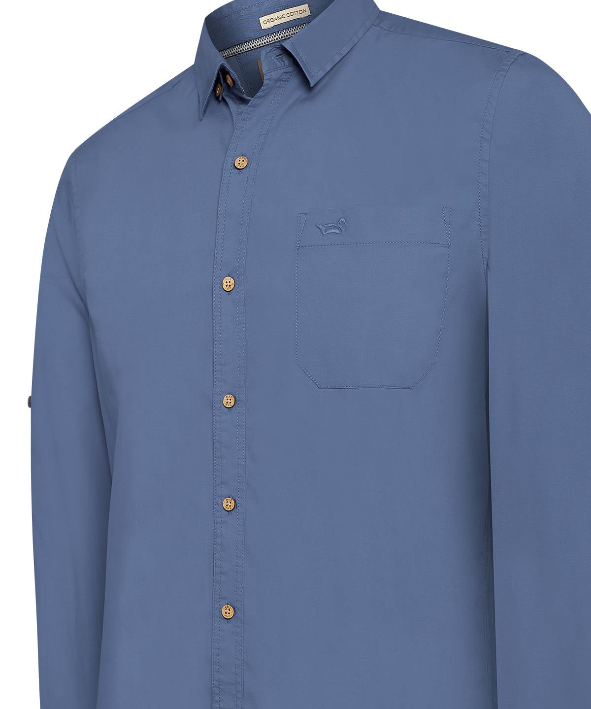 Camisa Algodón Orgánico Hombre Galiton Azul Rockford