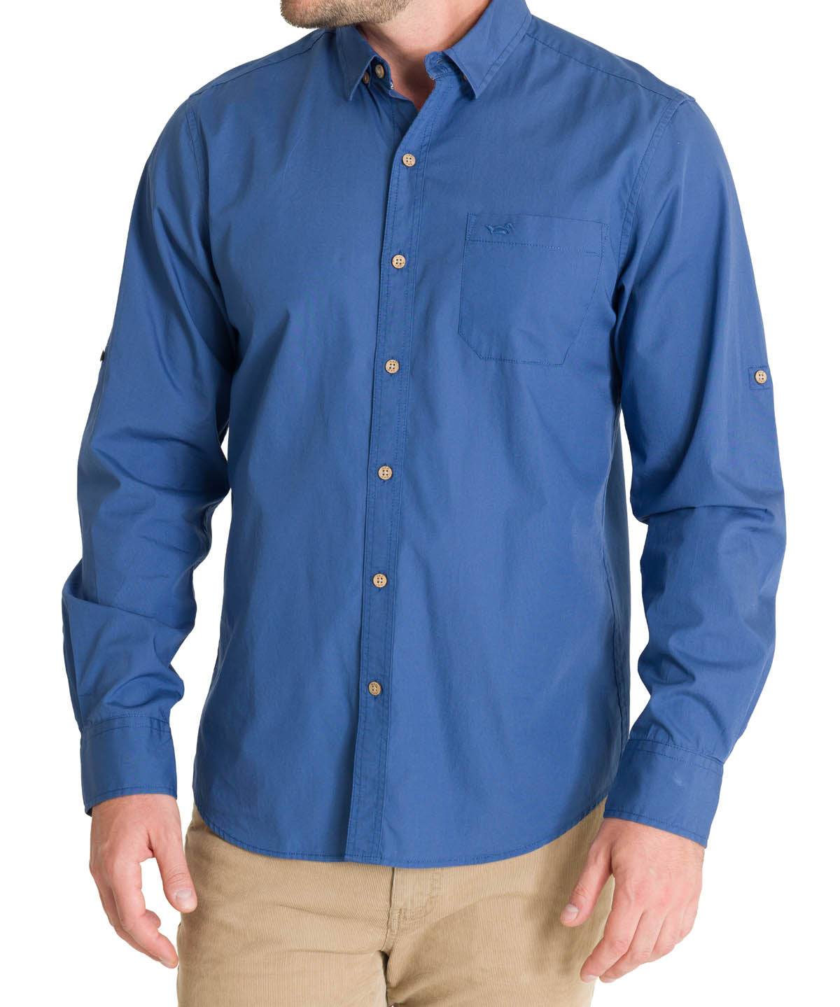 Camisa Algodón Orgánico Hombre Galiton Azul Rockford