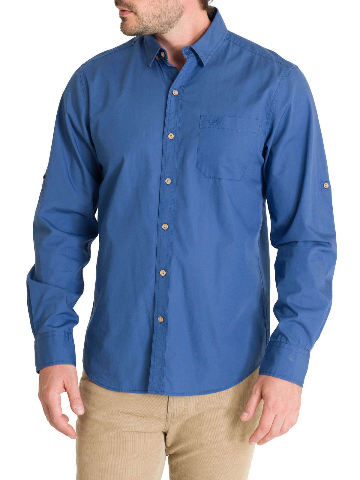 Camisa Algodón Orgánico Hombre Galiton Azul Rockford
