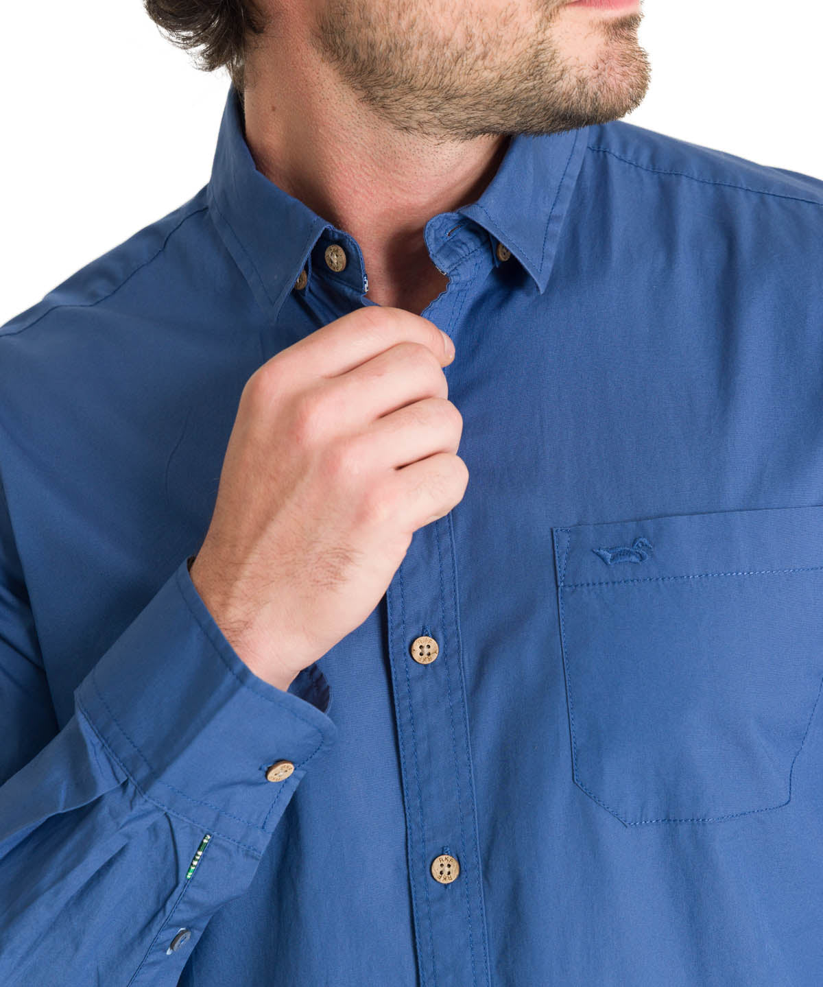 Camisa Algodón Orgánico Hombre Galiton Azul Rockford