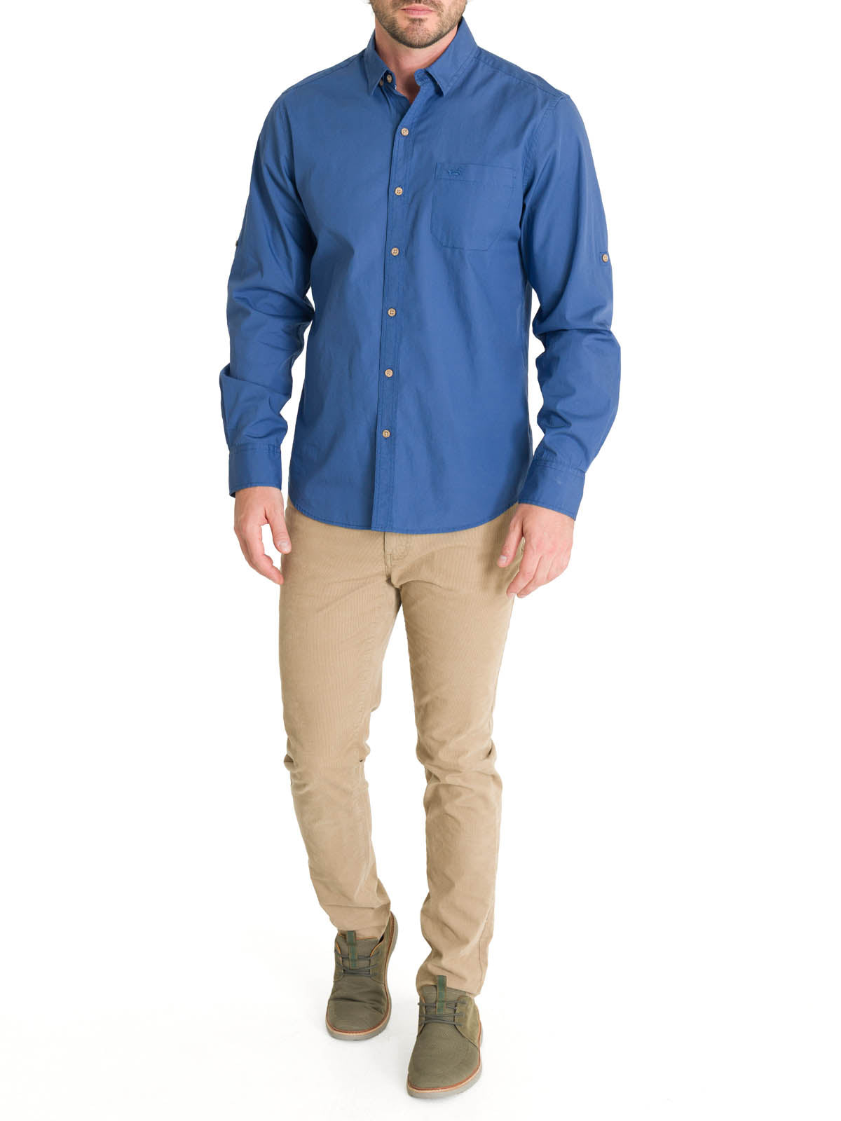 Camisa Algodón Orgánico Hombre Galiton Azul Rockford