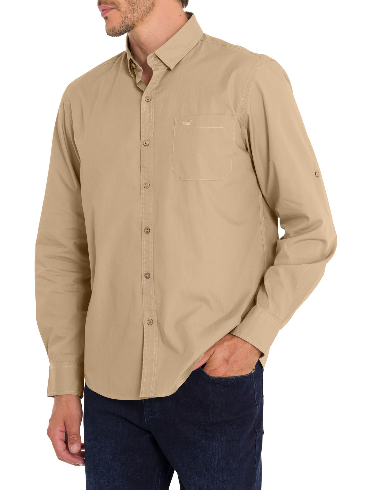 Camisa Algodón Orgánico Hombre Galiton Café Rockford